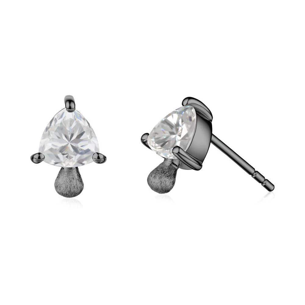 Mushroom Trillion Cut Cubic Zirconia Stud Earrings - Image 7