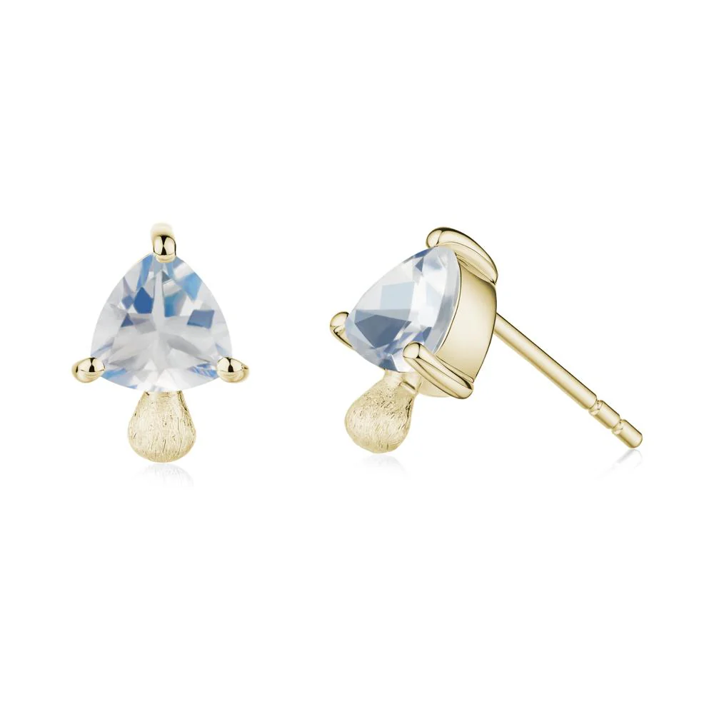 Mushroom Trillion Cut Moonstone Stud Earrings - Image 2