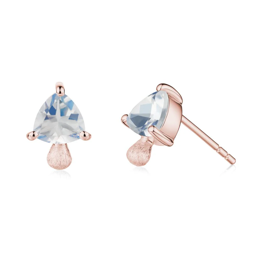 Mushroom Trillion Cut Moonstone Stud Earrings - Image 6