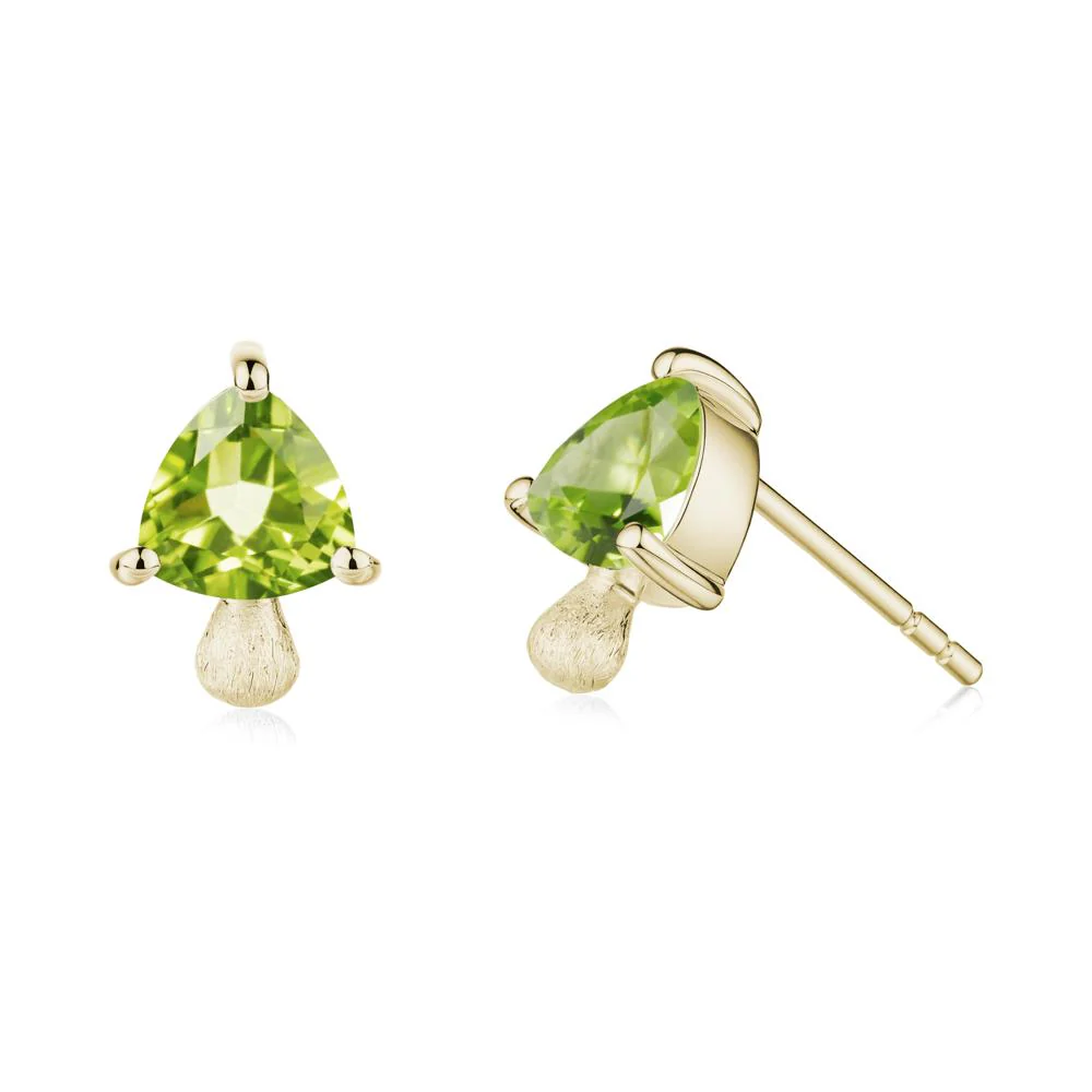 Mushroom Trillion Cut Peridot Stud Earrings - Image 9
