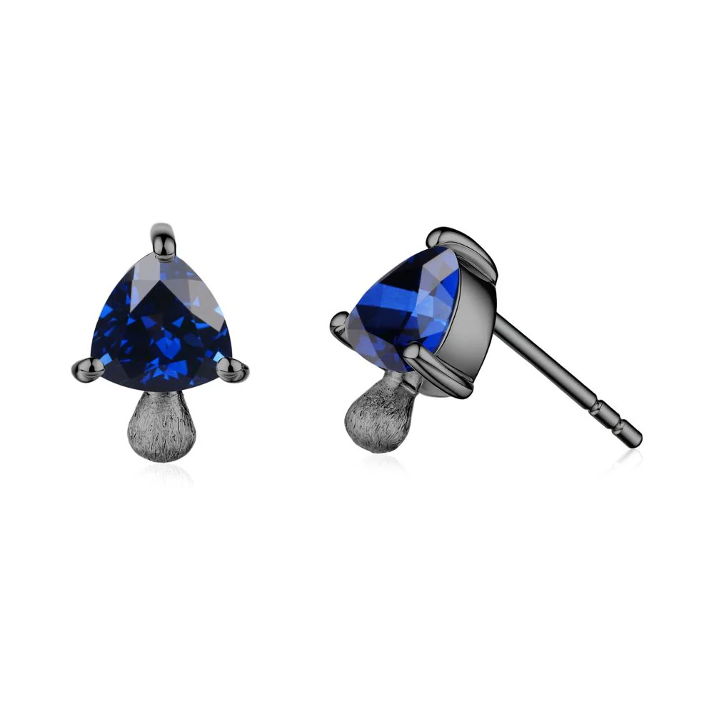 Mushroom Trillion Cut Sapphire Stud Earrings - Image 5