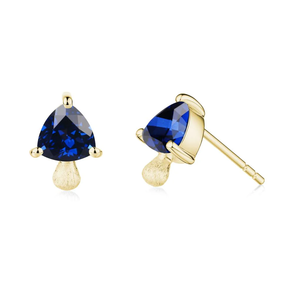 Mushroom Trillion Cut Sapphire Stud Earrings - Image 6