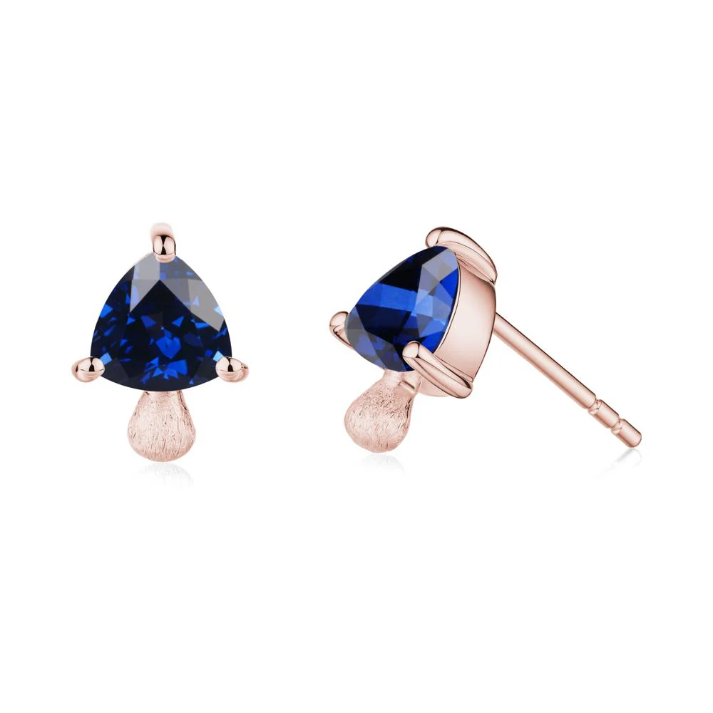 Mushroom Trillion Cut Sapphire Stud Earrings - Image 7