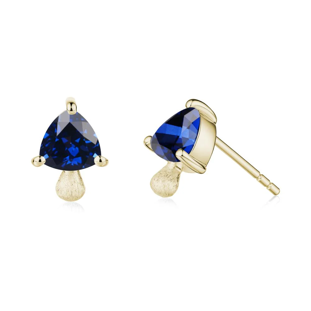 Mushroom Trillion Cut Sapphire Stud Earrings - Image 8