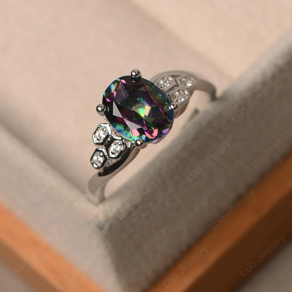 Oval Cut Mystic Topaz Honeycomb Ring - Image 2