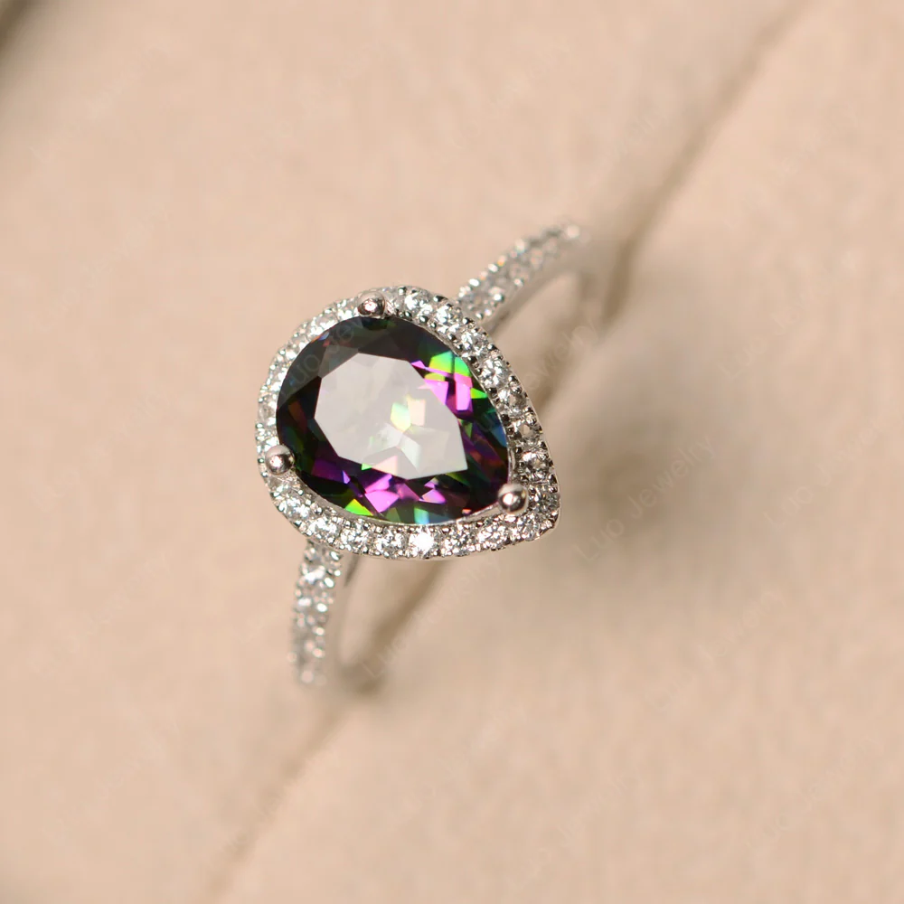 Pear Shaped Mystic Topaz Bridal Set Rings - Image 3