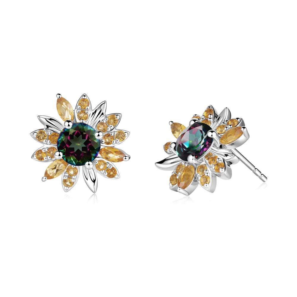 Mystic Topaz and Citrine Sunflower Pendant Earrings - Image 5