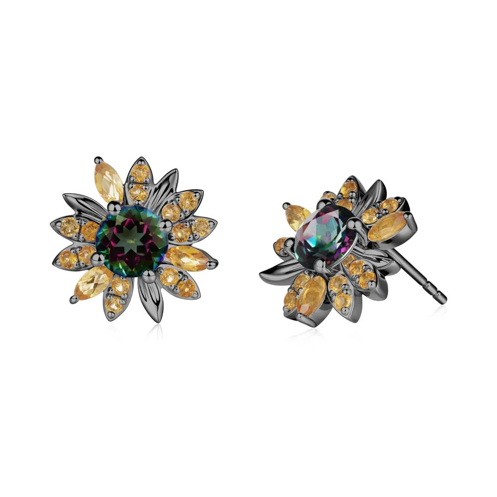 Mystic Topaz and Citrine Sunflower Pendant Earrings - Image 6