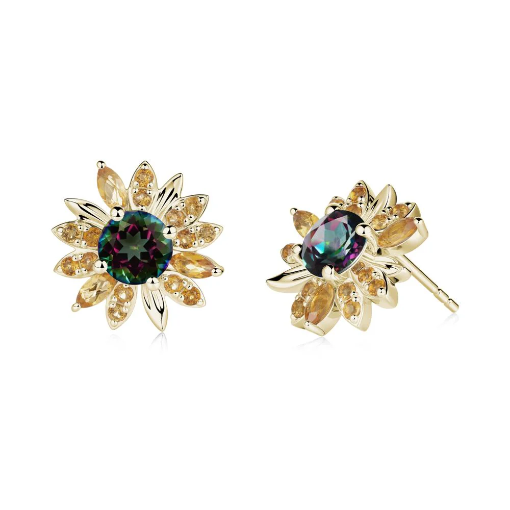 Mystic Topaz and Citrine Sunflower Pendant Earrings - Image 7