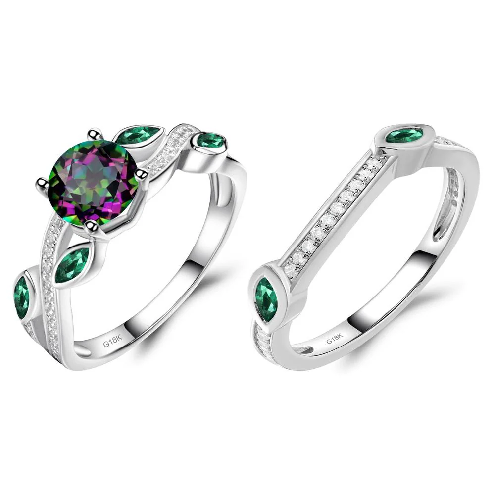Mystic Topaz Engagement Ring with Leaf - Image 19