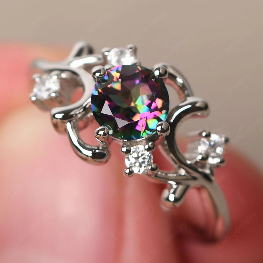 Mystic Topaz Intricate Engagement Ring - Image 2