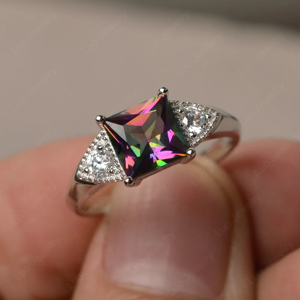 Mystic Topaz Engagement Ring Princess Cut - Image 2