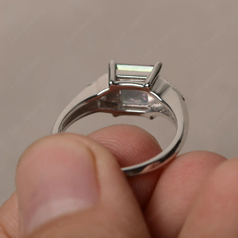 Mystic Topaz Engagement Ring Princess Cut - Image 3