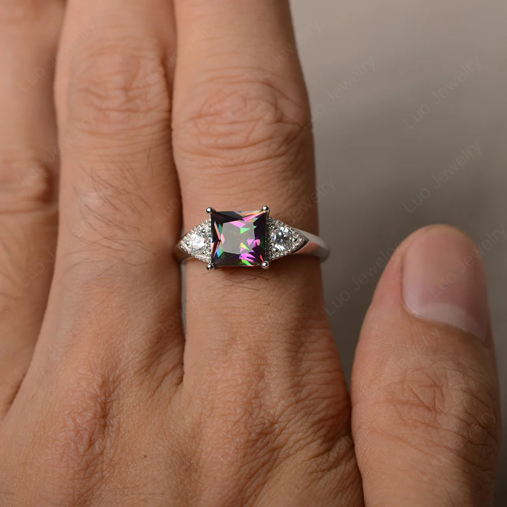 Mystic Topaz Engagement Ring Princess Cut - Image 4