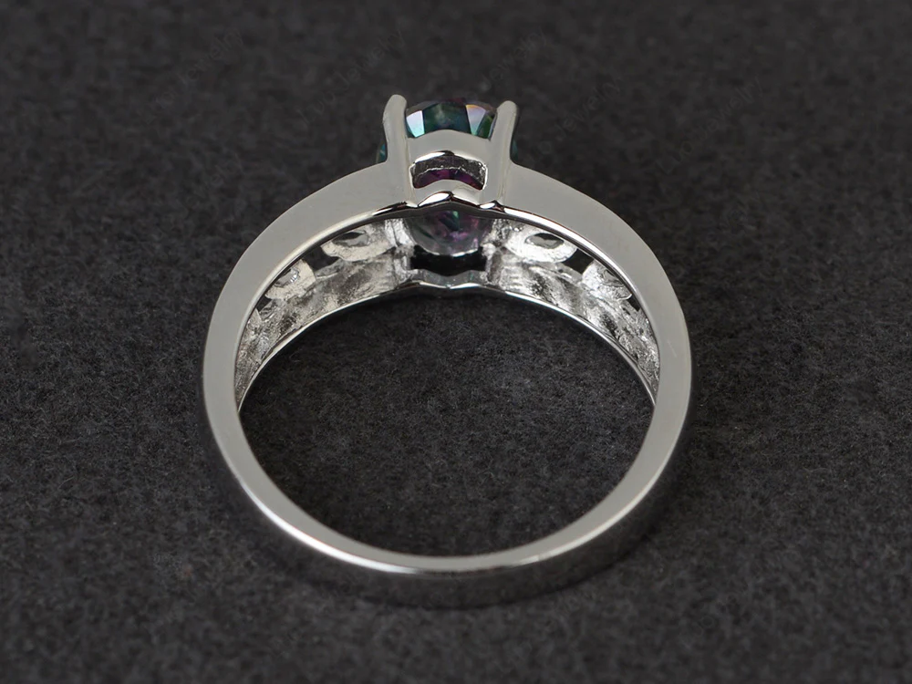 Mystic Topaz Leaf Solitaire Ring - Image 3