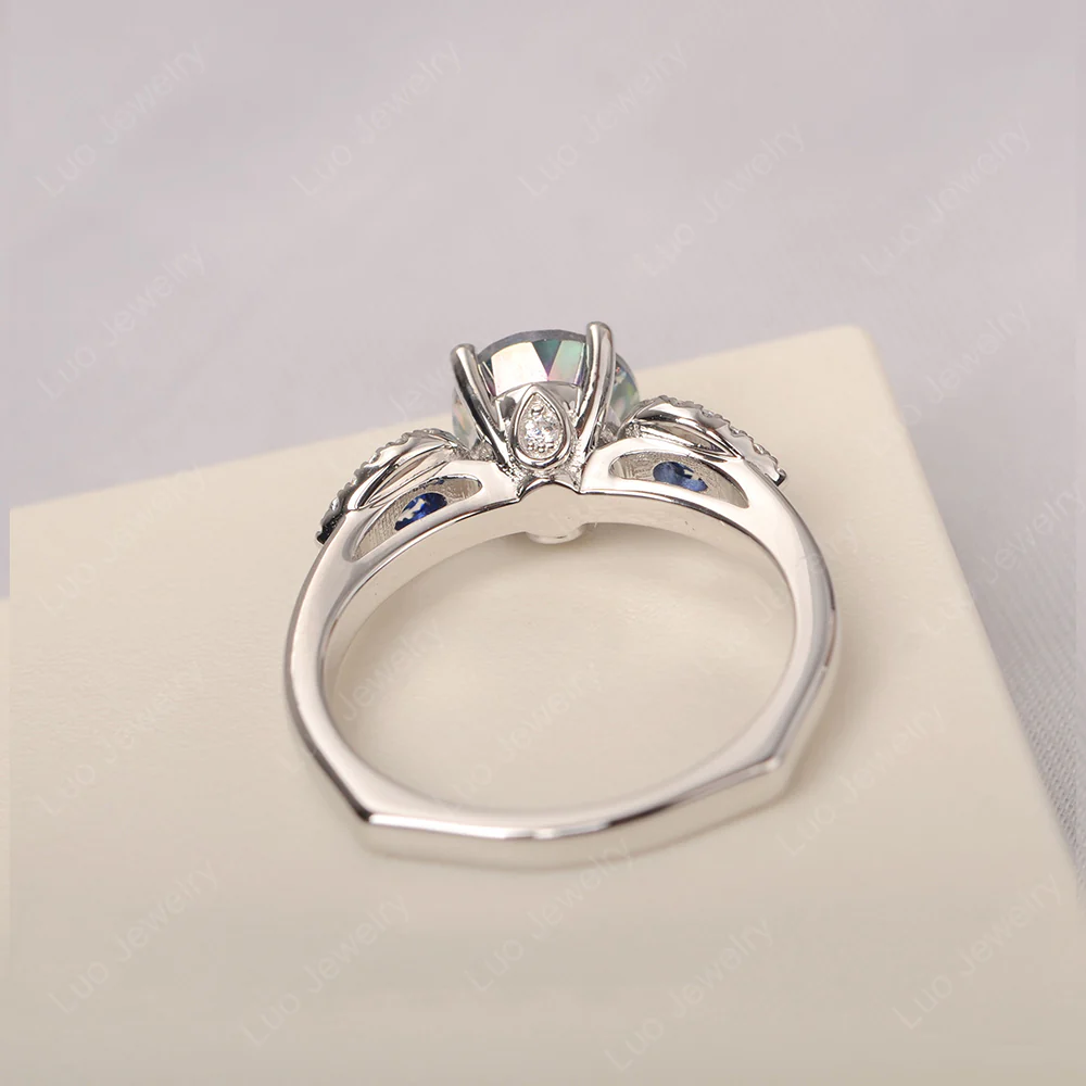 Euro Shank Mystic Topaz and Sapphire Ring - Image 3