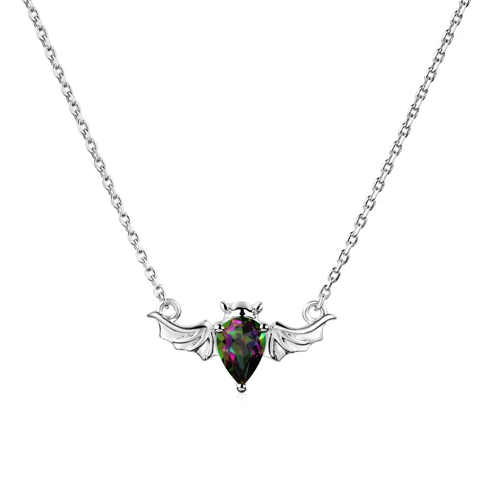 Mystic Topaz Gothic Bat Necklace - Image 2