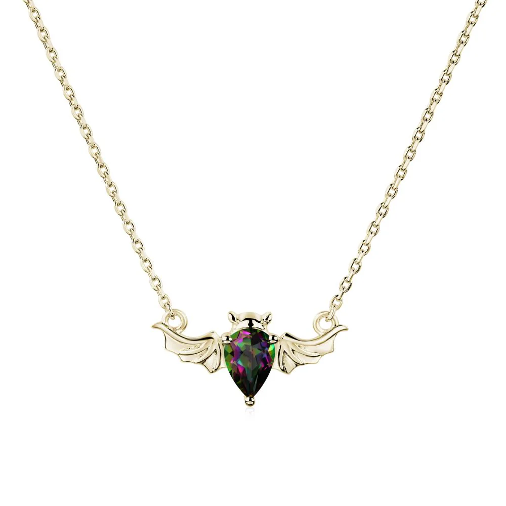 Mystic Topaz Gothic Bat Necklace - Image 3