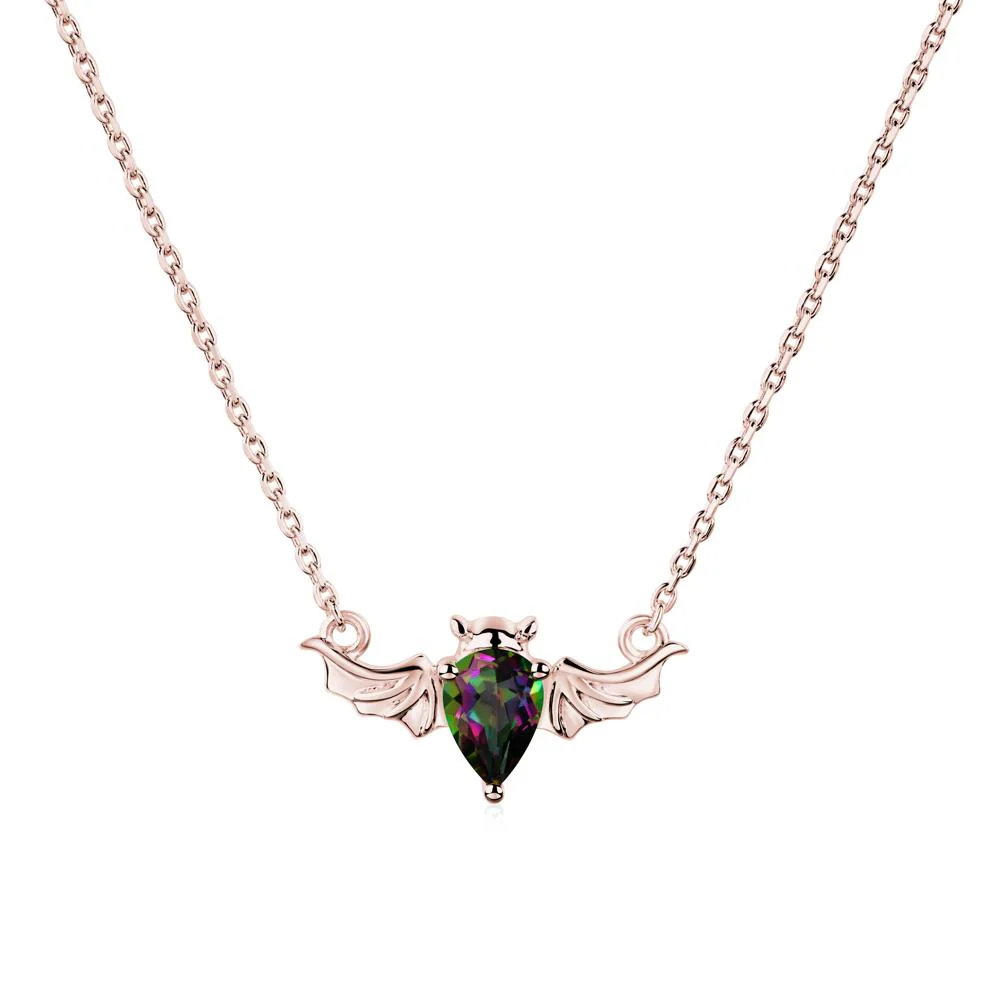 Mystic Topaz Gothic Bat Necklace - Image 4