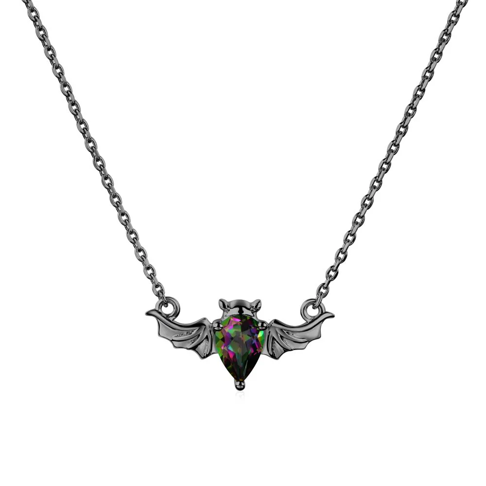 Mystic Topaz Gothic Bat Necklace - Image 7