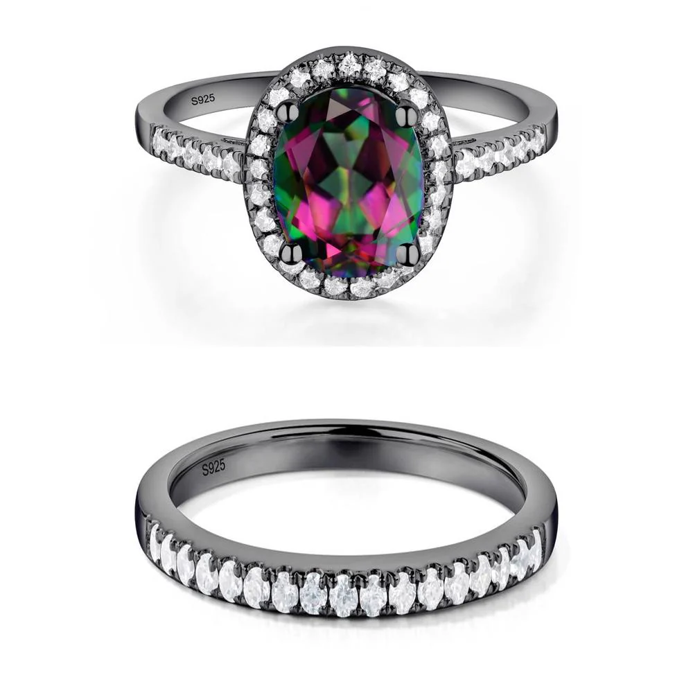 Oval Mystic Topaz Halo Ring - Image 23