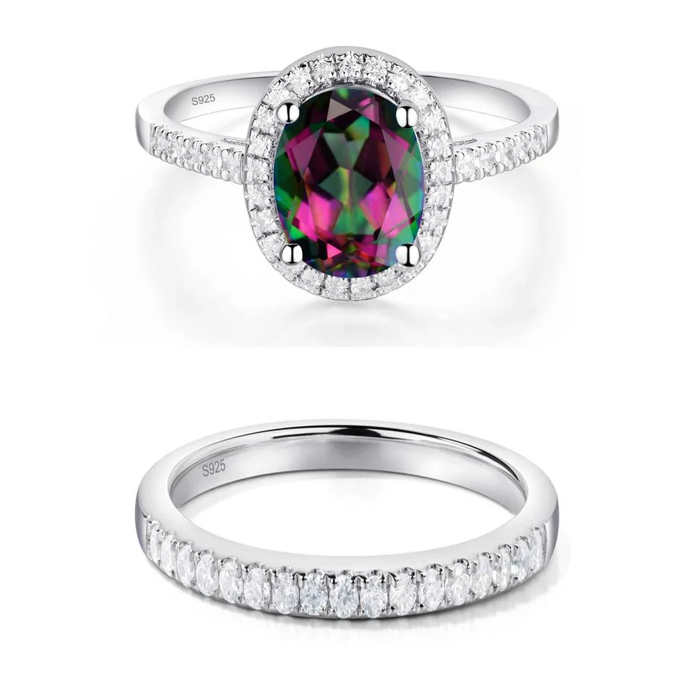 Oval Mystic Topaz Halo Ring - Image 27