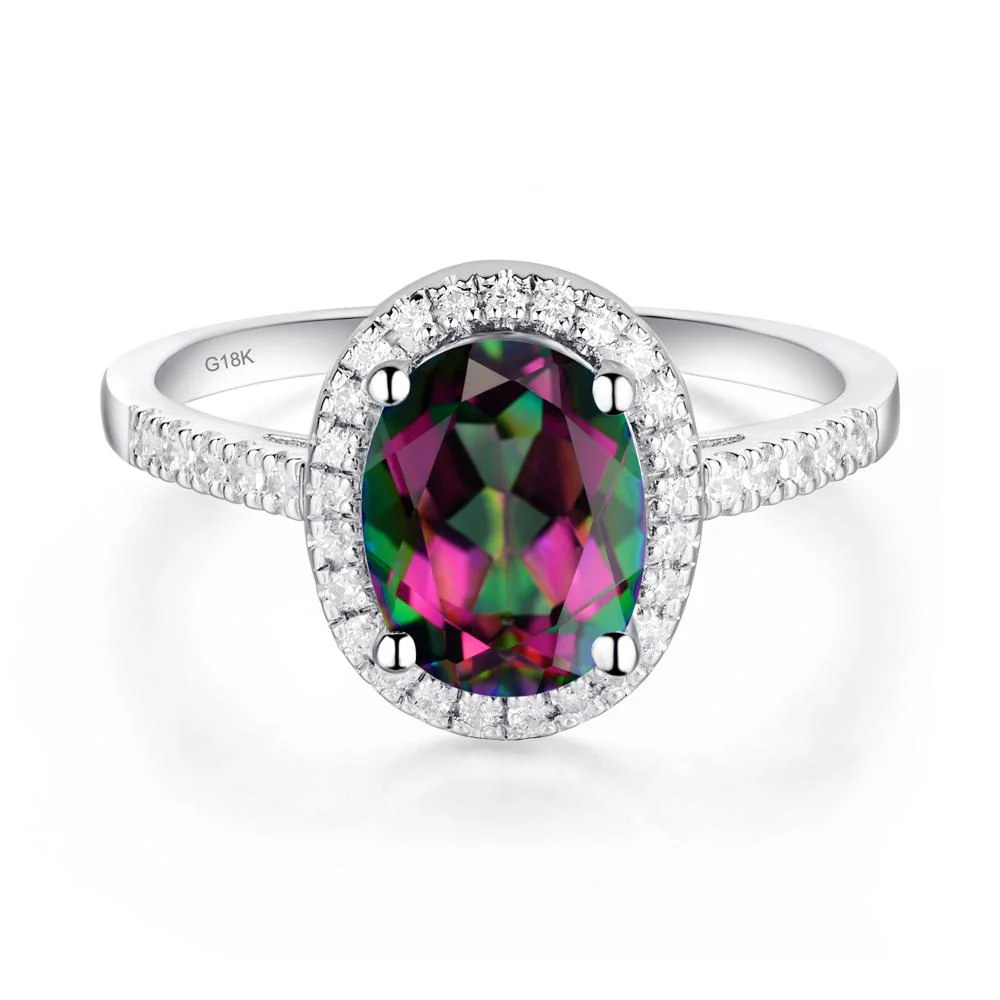 Oval Mystic Topaz Halo Ring - Image 3