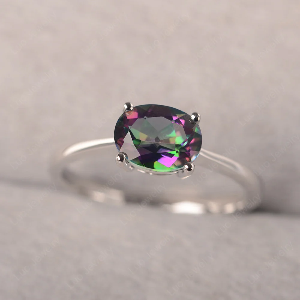 Mystic Topaz Oval Solitaire Engagement Ring