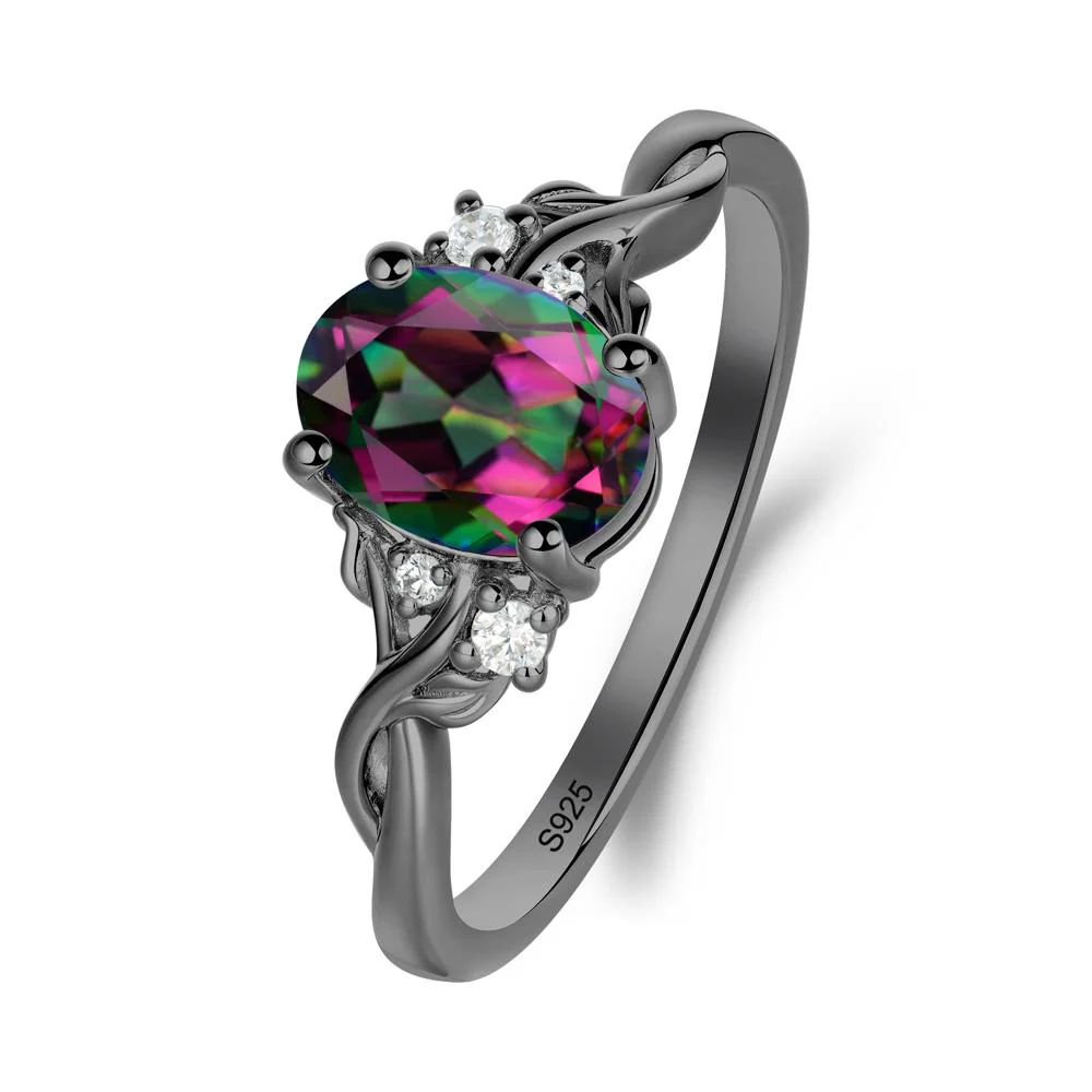 Mystic Topaz Leaf Twist Engagement Ring - Image 5