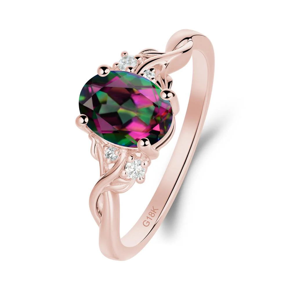 Mystic Topaz Leaf Twist Engagement Ring - Image 7
