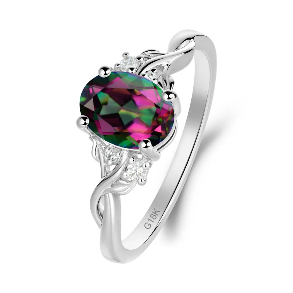 Mystic Topaz Leaf Twist Engagement Ring - Image 9
