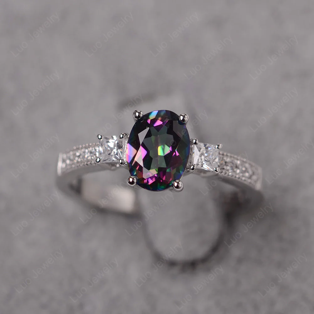 Oval Mystic Topaz Milgrain Statement Ring