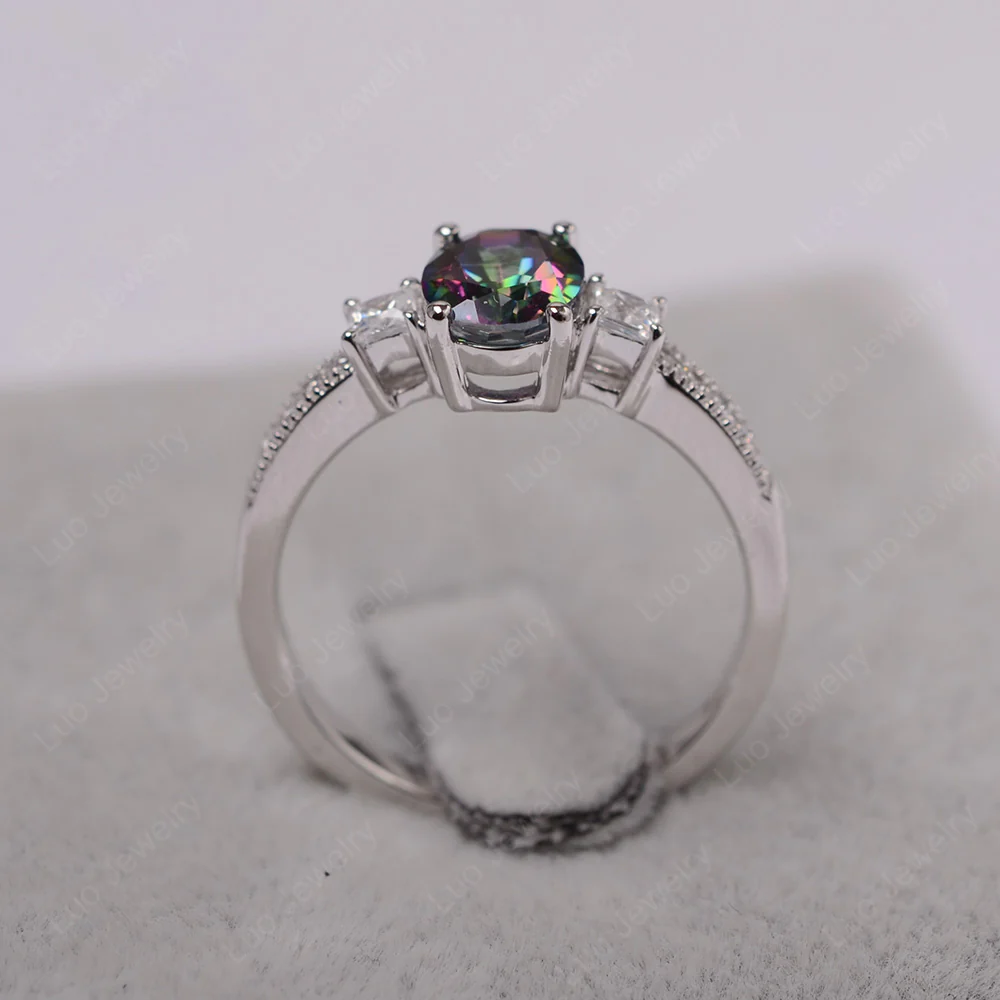 Oval Mystic Topaz Milgrain Statement Ring - Image 3