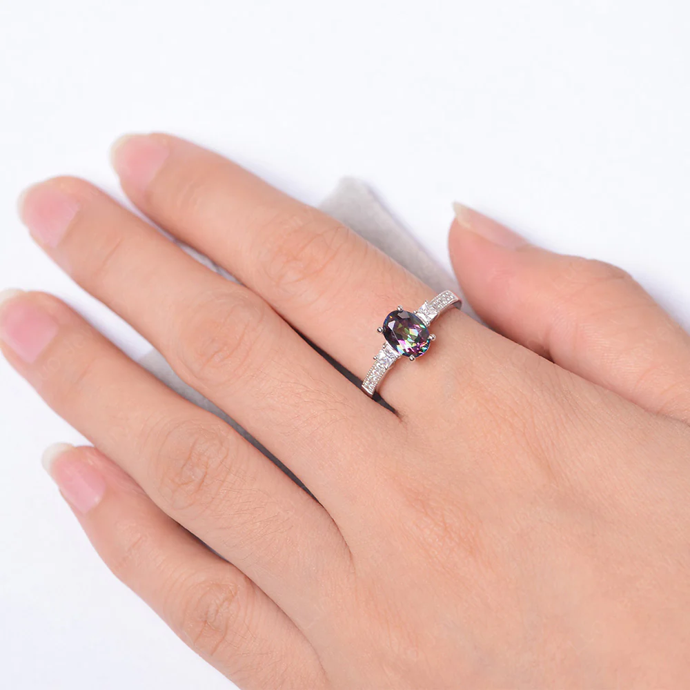 Oval Mystic Topaz Milgrain Statement Ring - Image 4