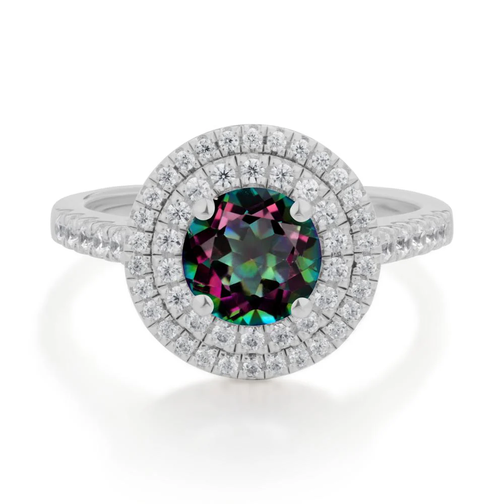 Mystic Topaz Ring Double Halo - Image 2