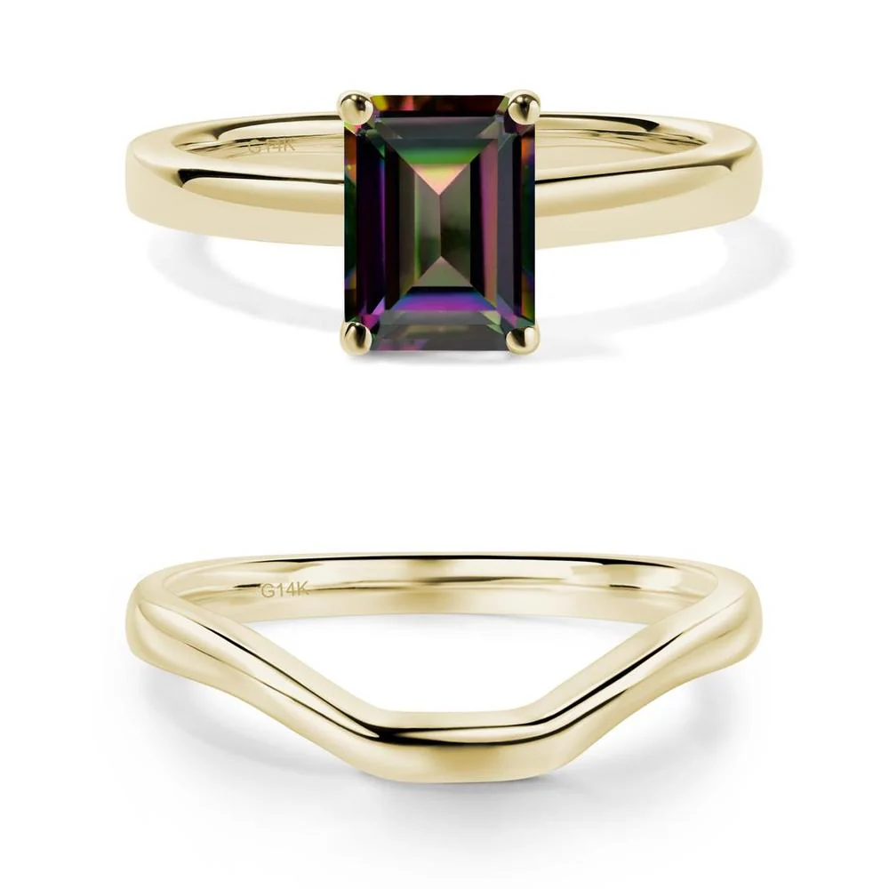 Emerald Cut Mystic Topaz Solitaire Ring - Image 13