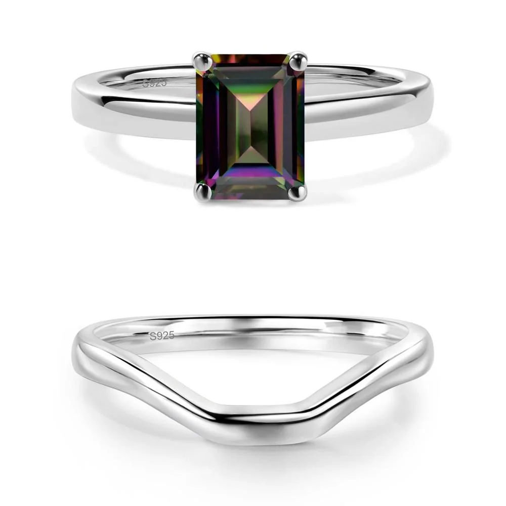 Emerald Cut Mystic Topaz Solitaire Ring - Image 27