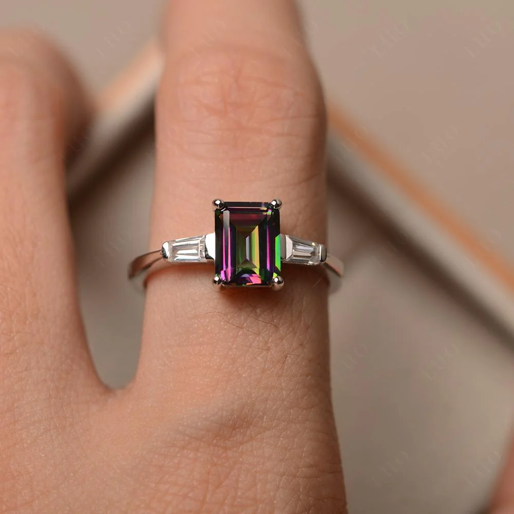 Mystic Topaz Emerald Cut Baguette Ring - Image 32