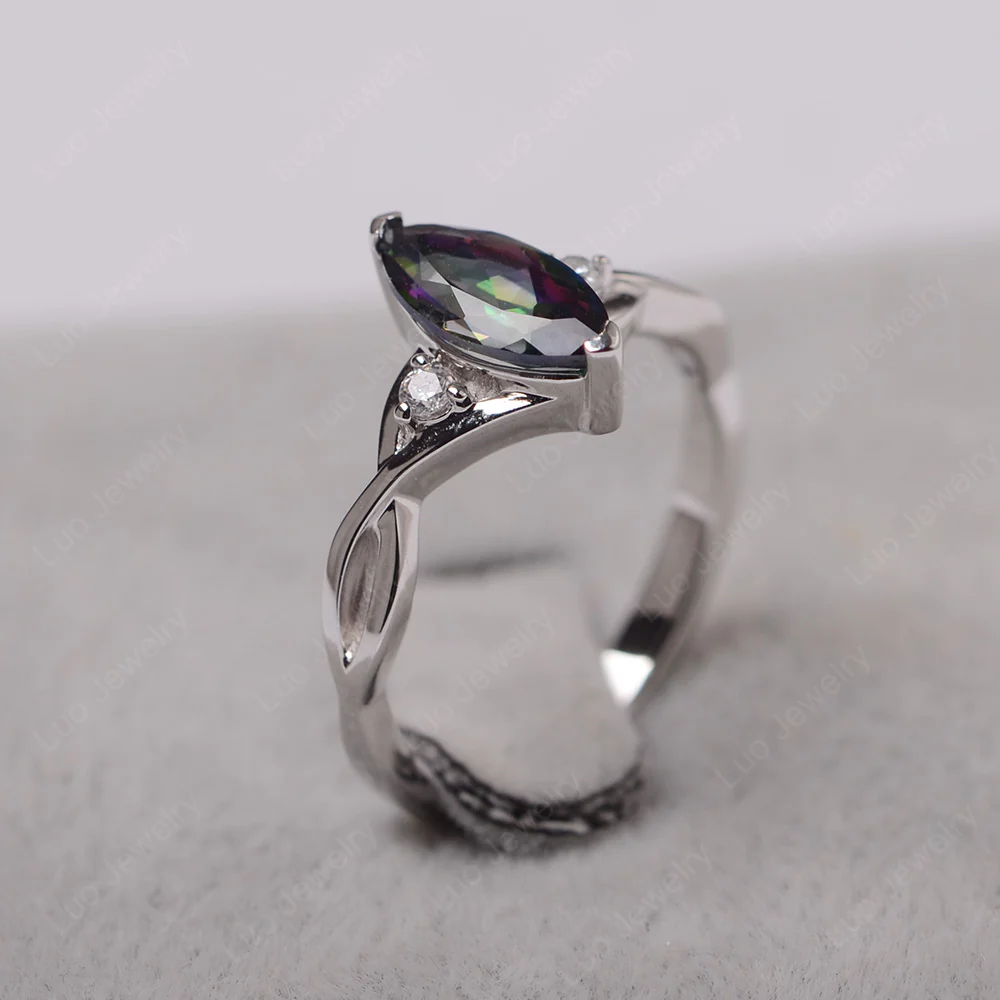 Mystic Topaz Marquise Twist Engagement Ring - Image 2