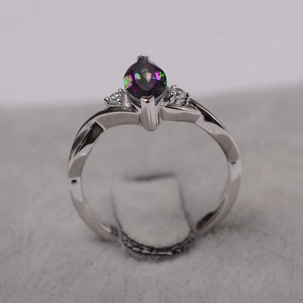 Mystic Topaz Marquise Twist Engagement Ring - Image 3