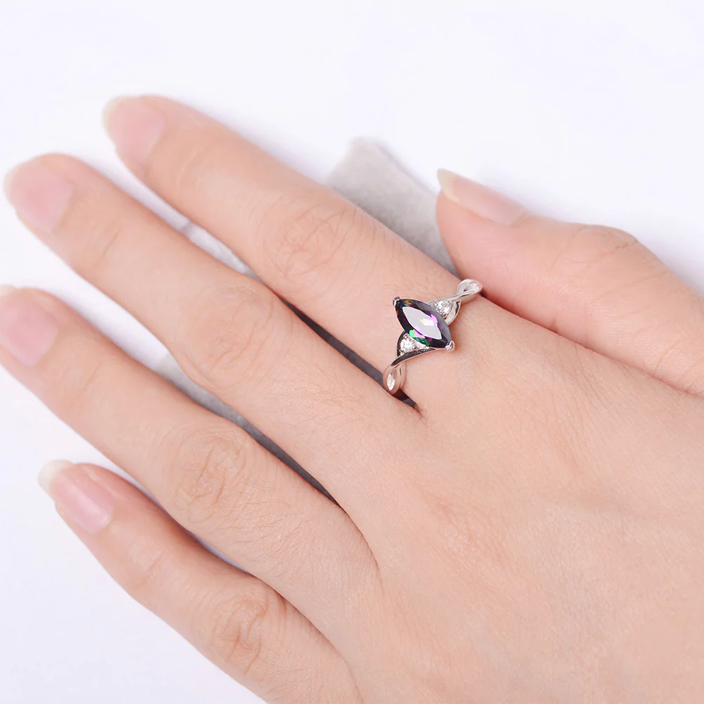 Mystic Topaz Marquise Twist Engagement Ring - Image 4
