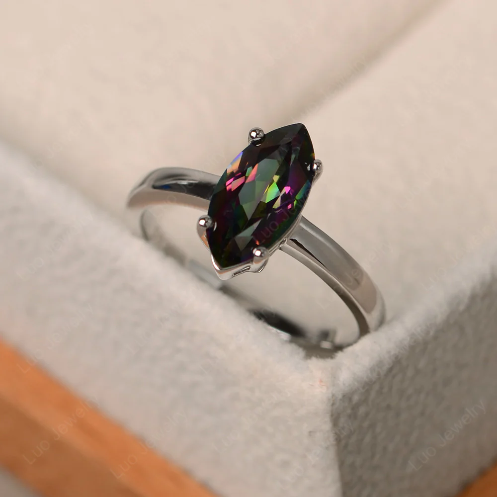 Mystic Topaz Solitaire Marquise Ring - Image 2