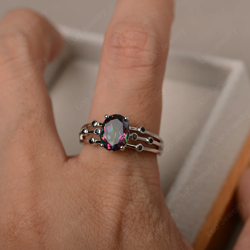 Oval Shaped Mystic Topaz Art Deco Ring - Image 3