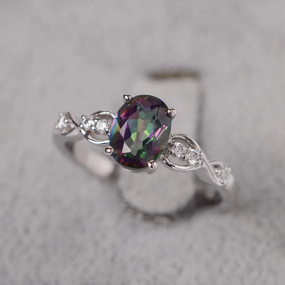Oval Mystic Topaz Infinity Engagement Ring