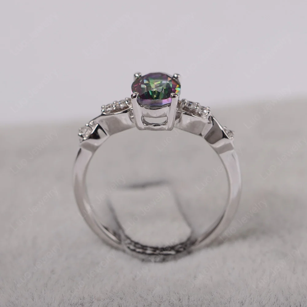 Oval Mystic Topaz Infinity Engagement Ring - Image 3
