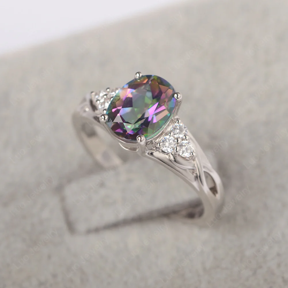 Oval Mystic Topaz Engagement Ring - Image 3