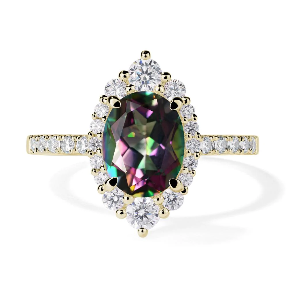 Oval Mystic Topaz Halo Cluster Ring - Image 4