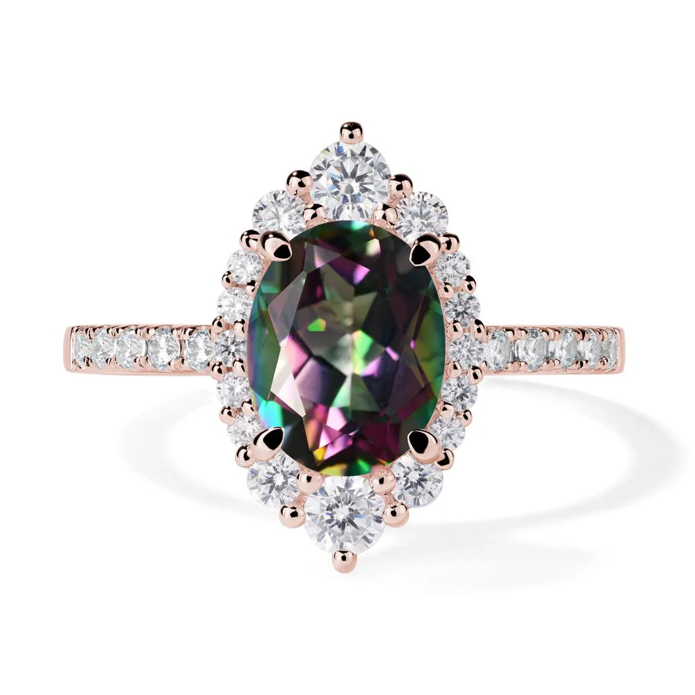Oval Mystic Topaz Halo Cluster Ring - Image 9