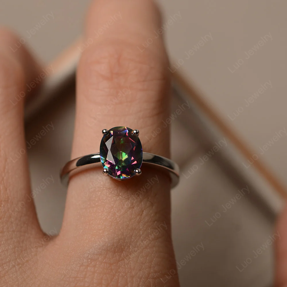 Mystic Topaz Oval Solitaire Ring - Image 4
