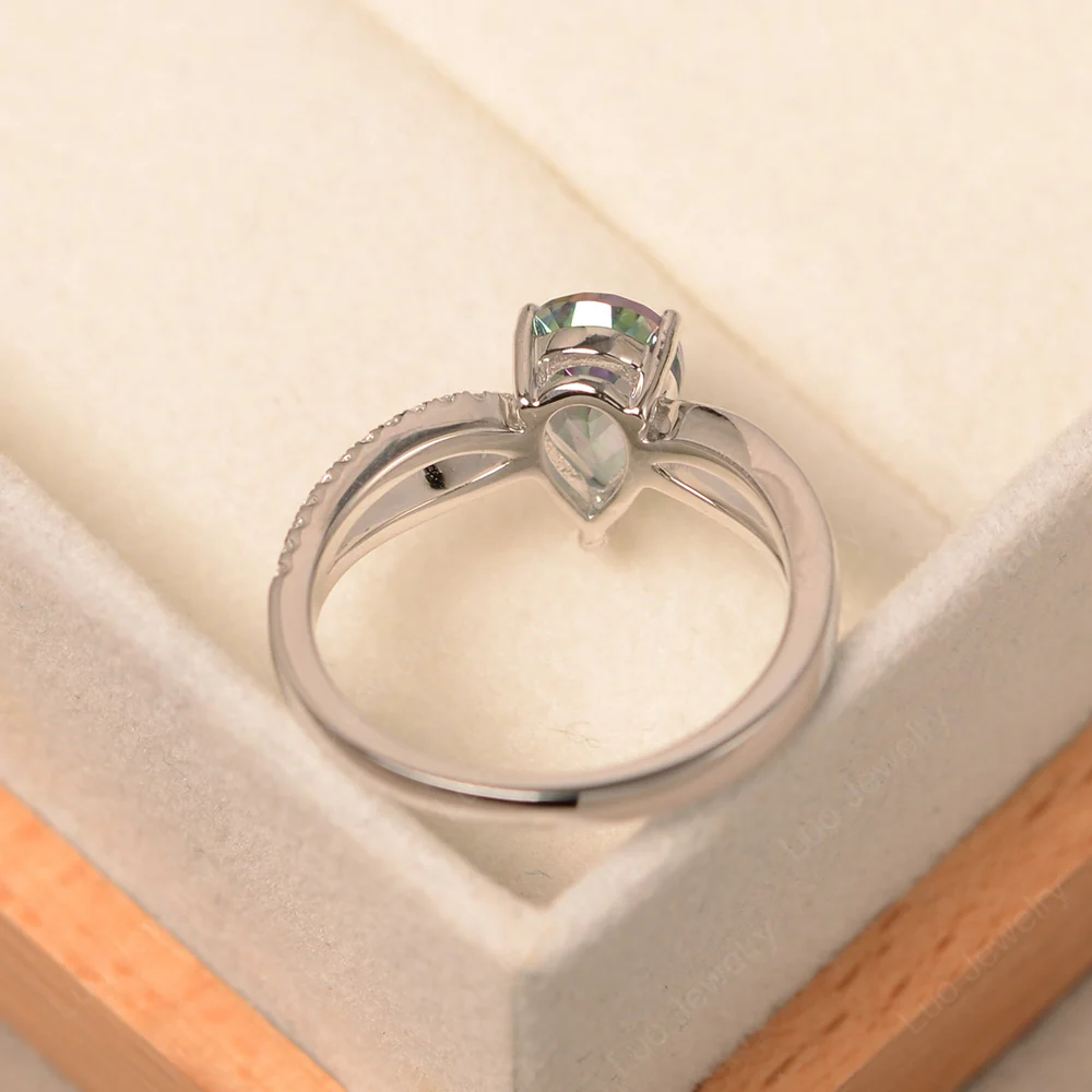 Pear Shaped Mystic Topaz Ring Split Shank - Image 3